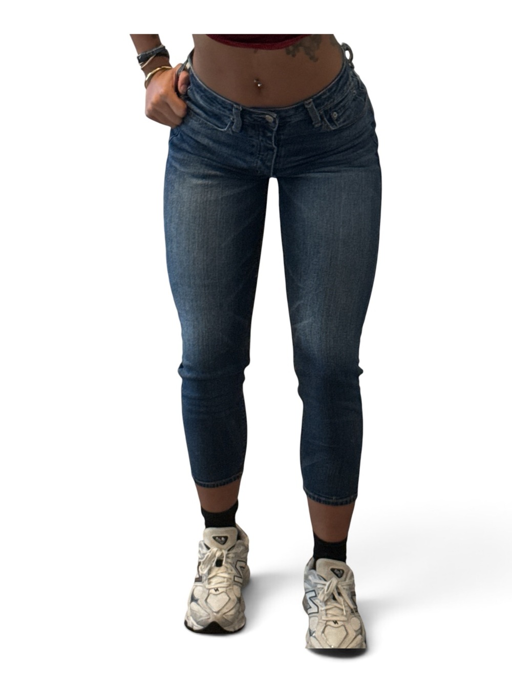 American Eagle Outfitters Dark Blue Cropped Slim Jeans